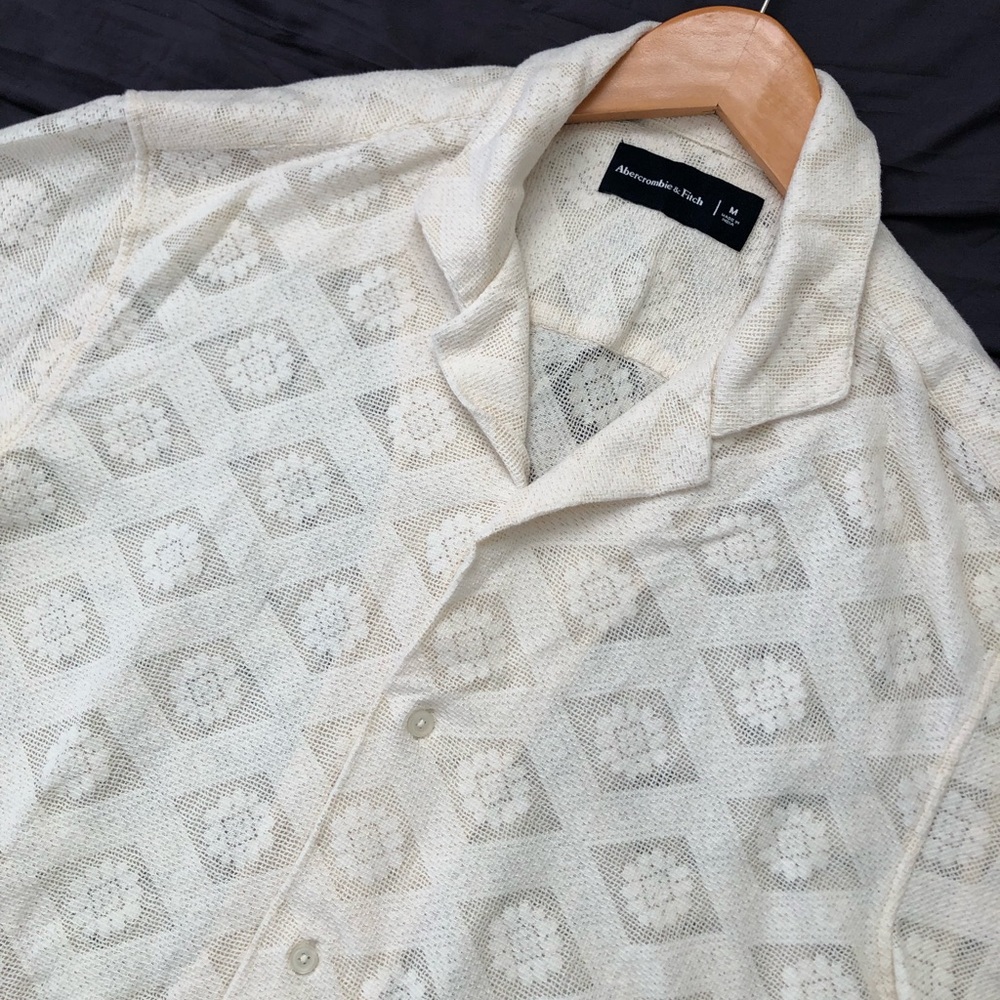 Abercrombie & Fitch Embroidered Cuban Collar Shirt